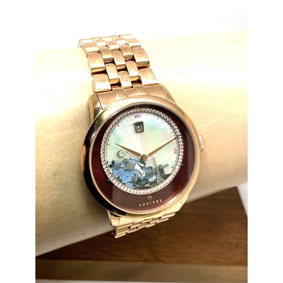 Poniger Men's Watch Automatic Moon Phase Date Rose Gold Stainless Steel 41mm - Picture 10 of 13
